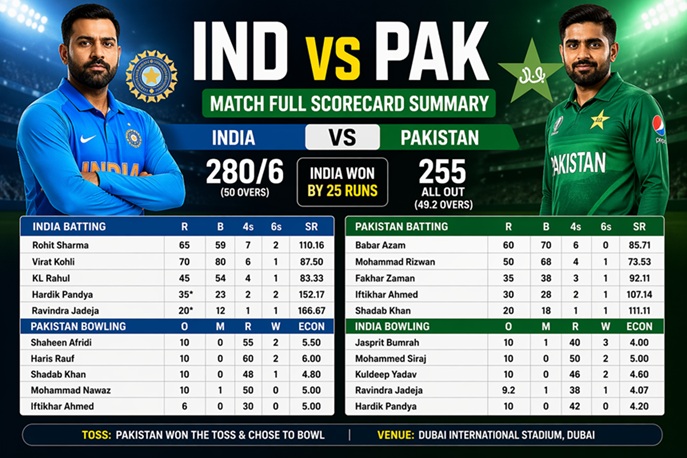 Ind vs Pak Match Full Scorecard Summary